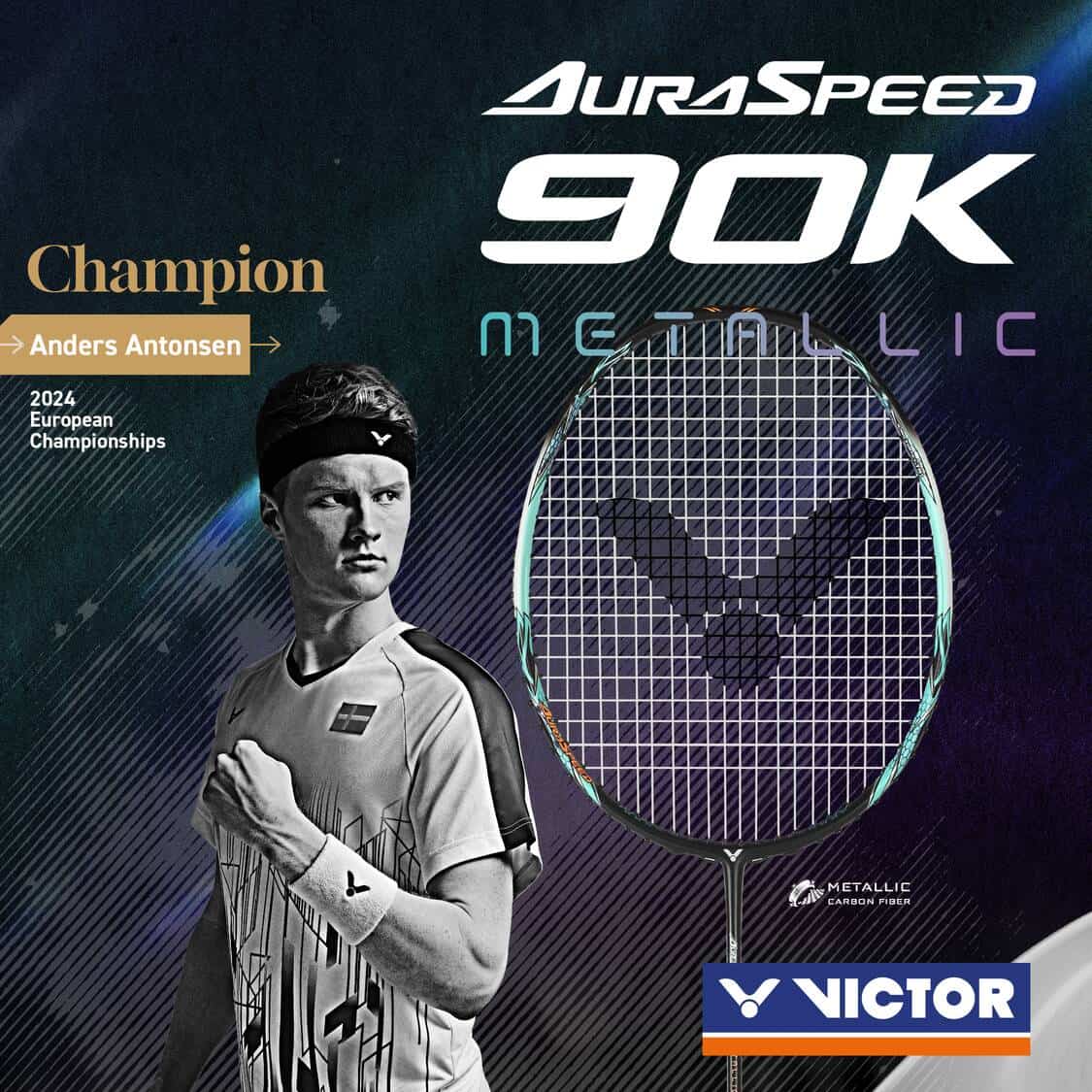 Victor Auraspeed 90K Metallic Unstrung Badminton Racket